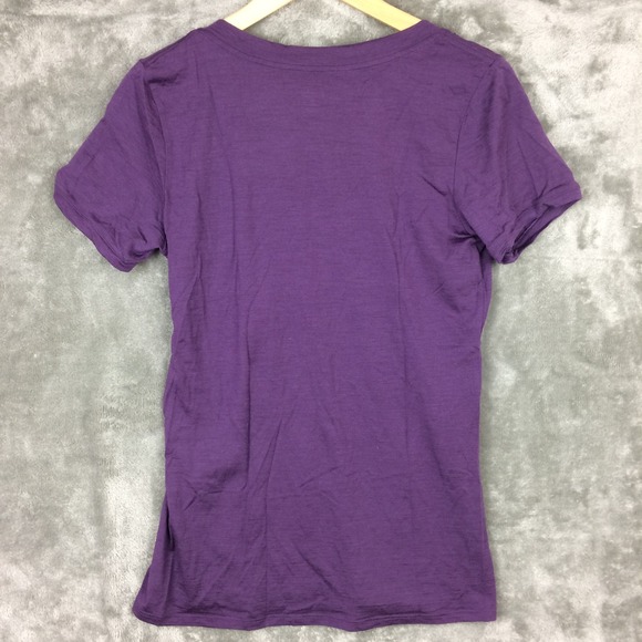 Icebreaker T Shirt Womens Medium Merino Wool Short Sleeve Purple Hiking Outdoors - Picture 10 of 12